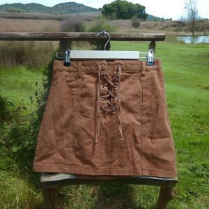 Vintage Mini Skirt Forever 21 Tan Denim Cottagecore